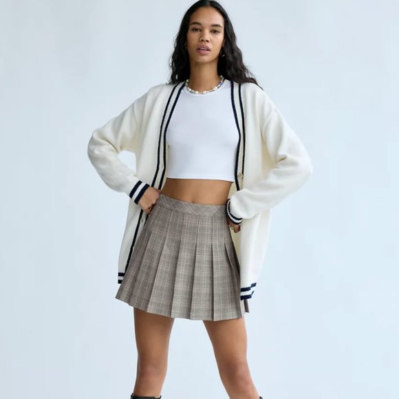 Sunday Best Plaid Mini Skirt in Beige size 4 - Picture 3 of 13